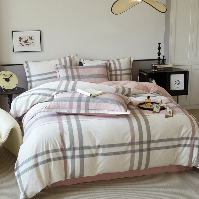 91家纺网 家纺一手货源 找家纺 沐白家居 2025新款全棉生态磨毛四件套寻山-豆沙