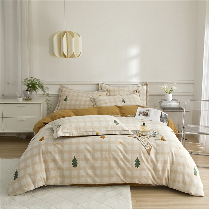 91家纺网 家纺一手货源 找家纺 沐白家居 2025新款全棉生态磨毛四件套圣诞序曲