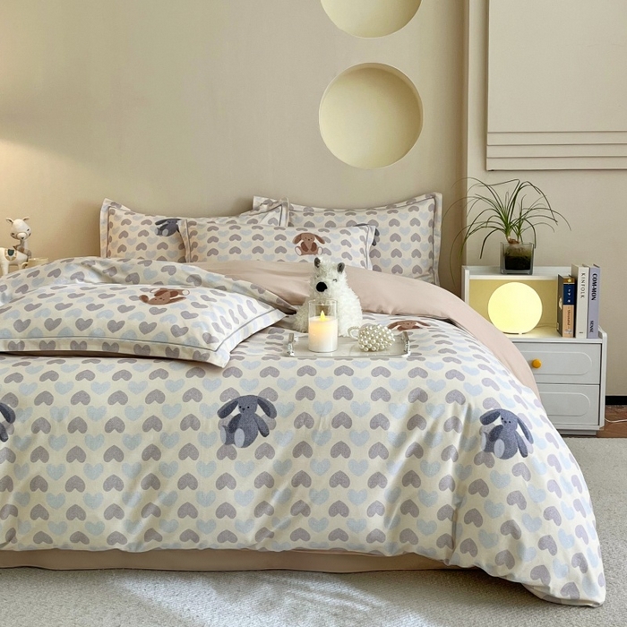 91家纺网 家纺一手货源 找家纺 沐白家居 2025新款全棉生态磨毛四件套悠闲午后