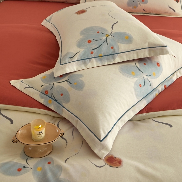 91家纺网 家纺一手货源 找家纺 沐白家居 2025新款全棉生态磨毛四件套柿柿如意