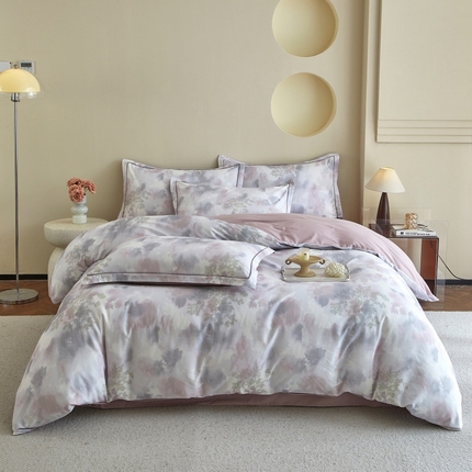 沐白家居 2025新款全棉生态磨毛四件套幻影-粉