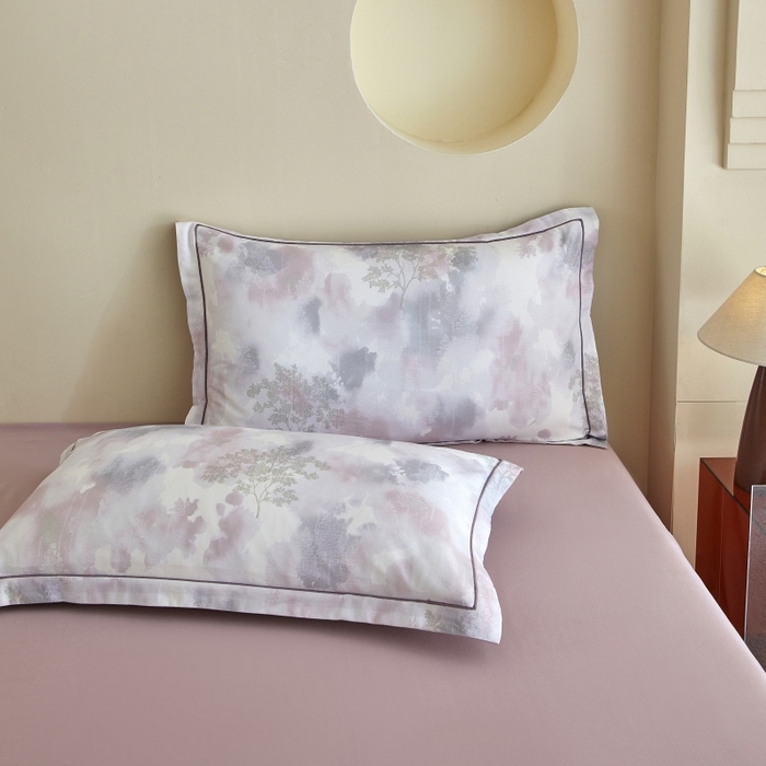 91家纺网 家纺一手货源 找家纺 沐白家居 2025新款全棉生态磨毛四件套幻影-粉