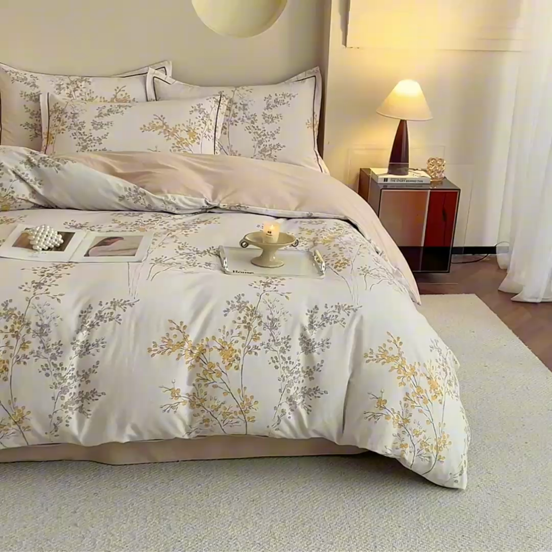 91家纺网 家纺一手货源 找家纺 沐白家居 2025新款全棉生态磨毛四件套境禾-玉