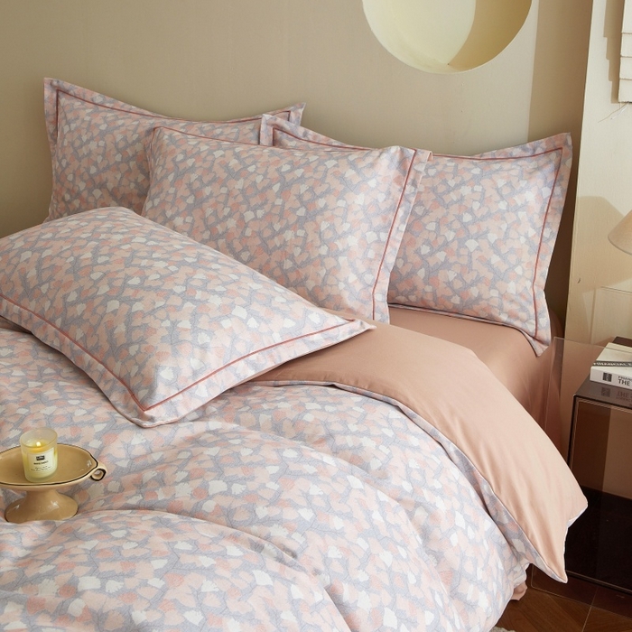 91家纺网 家纺一手货源 找家纺 沐白家居 2025新款全棉生态磨毛四件套花畔