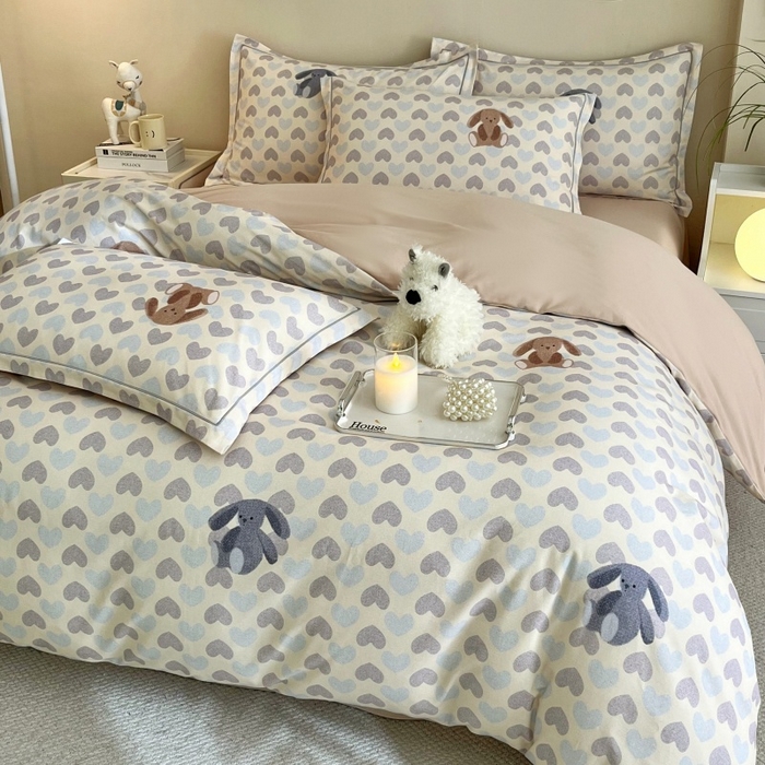 91家纺网 家纺一手货源 找家纺 沐白家居 2025新款全棉生态磨毛四件套悠闲午后