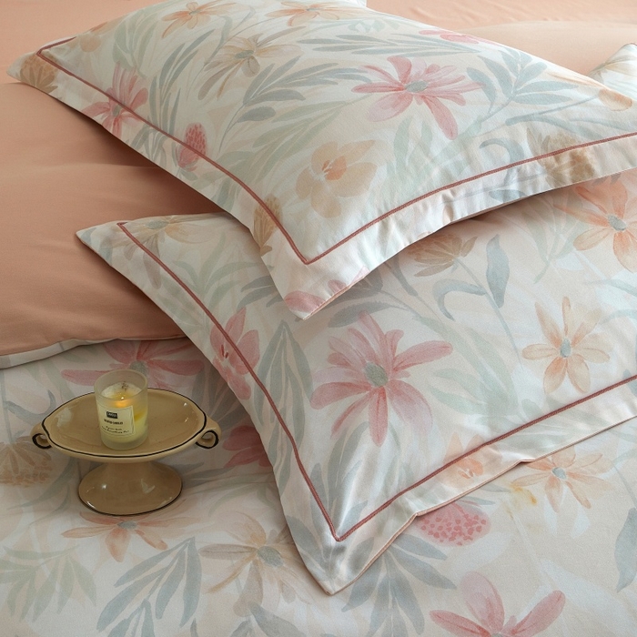 91家纺网 家纺一手货源 找家纺 沐白家居 2025新款全棉生态磨毛四件套花期