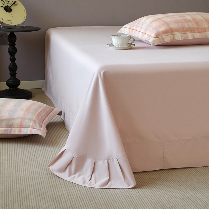 91家纺网 家纺一手货源 找家纺 沐白家居 2025新款全棉生态磨毛四件套彩虹格-粉