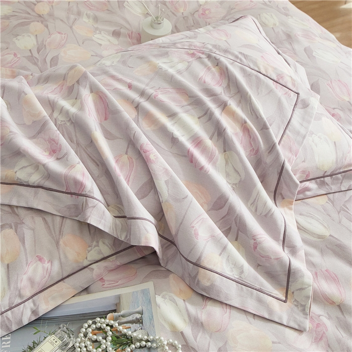 91家纺网 家纺一手货源 找家纺 沐白家居 2025新款全棉生态磨毛四件套盛世颜-灰