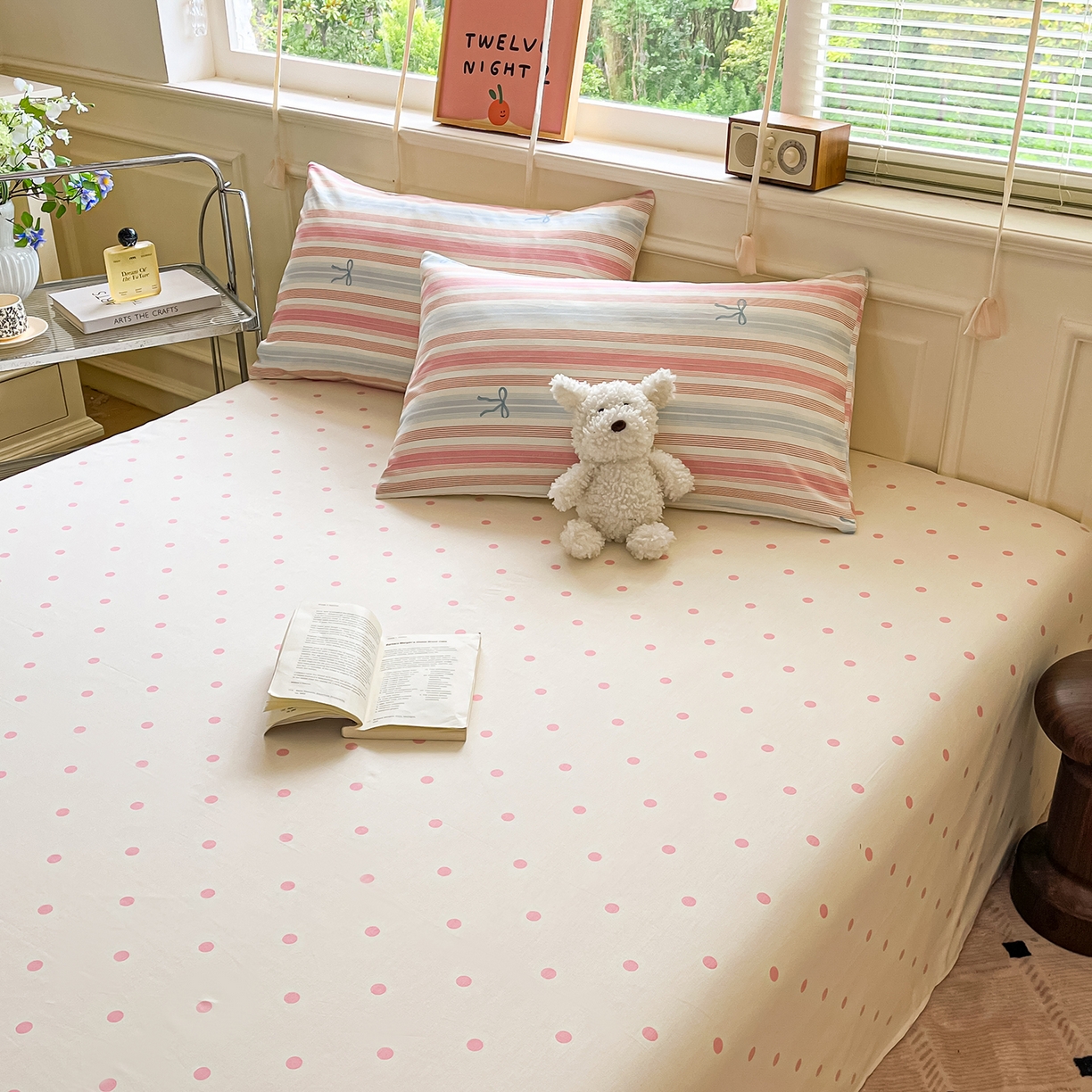 91家纺网 家纺一手货源 找家纺 麦伦家居 2025春夏新款全棉纯棉斜纹40s13372系列-小清新卡通 五彩条纹