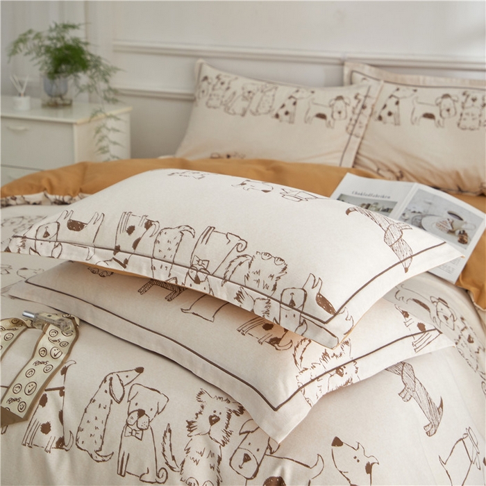 91家纺网 家纺一手货源 找家纺 沐白家居 2025新款全棉生态磨毛四件套旺仔派