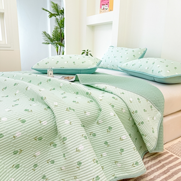 91家纺网 家纺一手货源 找家纺 橘夏家纺 2025新款全棉床盖三件套 初享时光