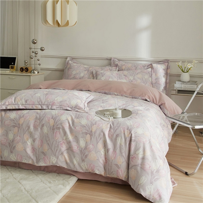 91家纺网 家纺一手货源 找家纺 沐白家居 2025新款全棉生态磨毛四件套盛世颜-灰