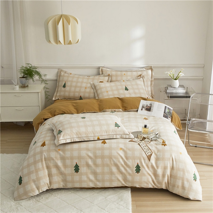 91家纺网 家纺一手货源 找家纺 沐白家居 2025新款全棉生态磨毛四件套圣诞序曲