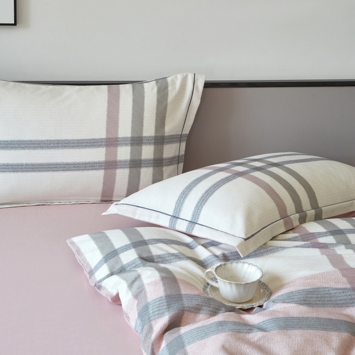 91家纺网 家纺一手货源 找家纺 沐白家居 2025新款全棉生态磨毛四件套寻山-豆沙