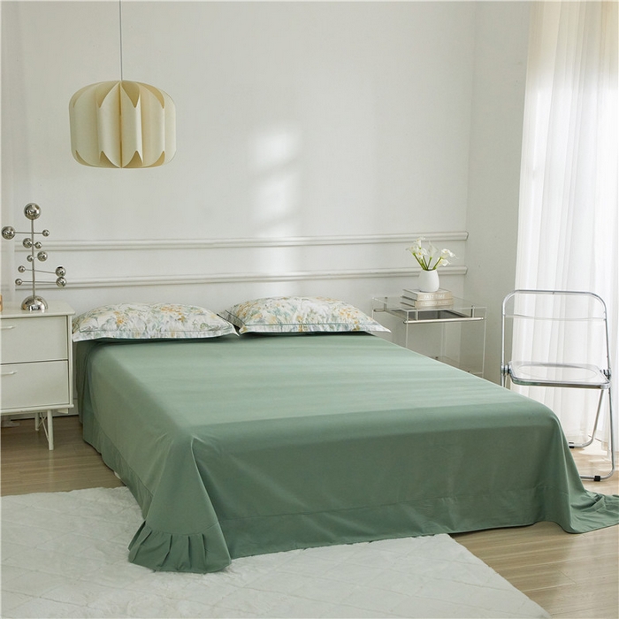 91家纺网 家纺一手货源 找家纺 沐白家居 2025新款全棉生态磨毛四件套半亩花田-绿