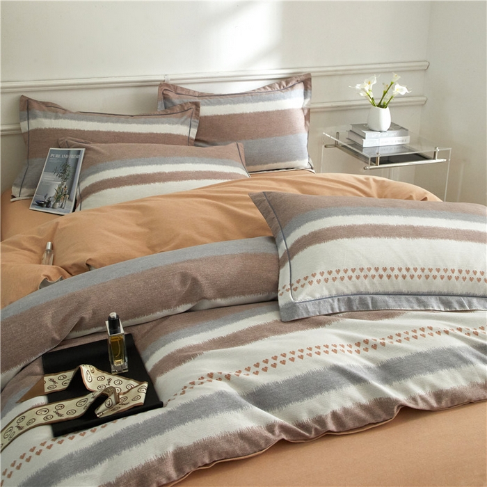 91家纺网 家纺一手货源 找家纺 沐白家居 2025新款全棉生态磨毛四件套芮心-咖