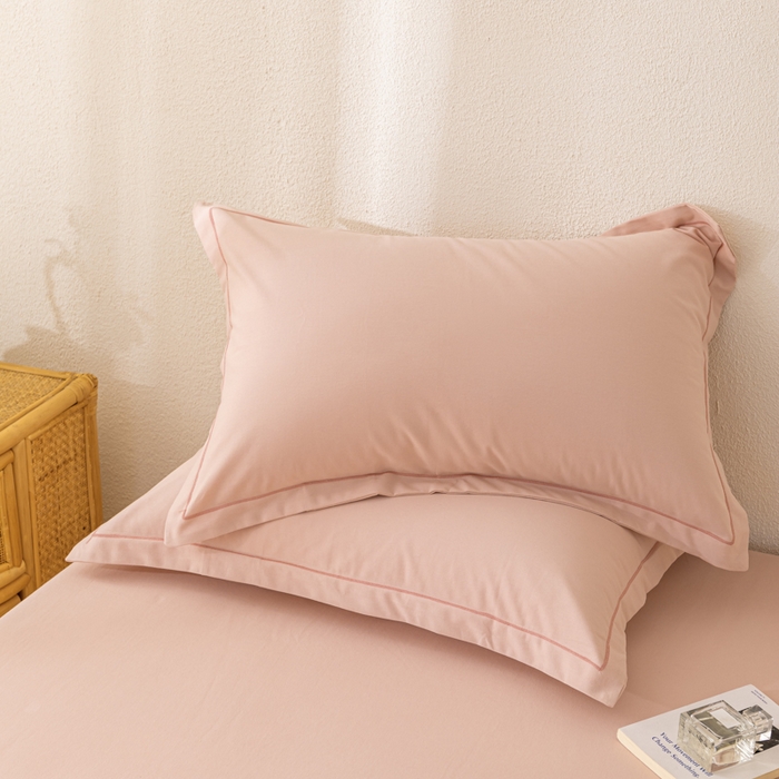 91家纺网 家纺一手货源 找家纺 2025新款A类100%全棉纯色加厚磨毛枕套+床单单件/简约组合 磨毛-藕粉色