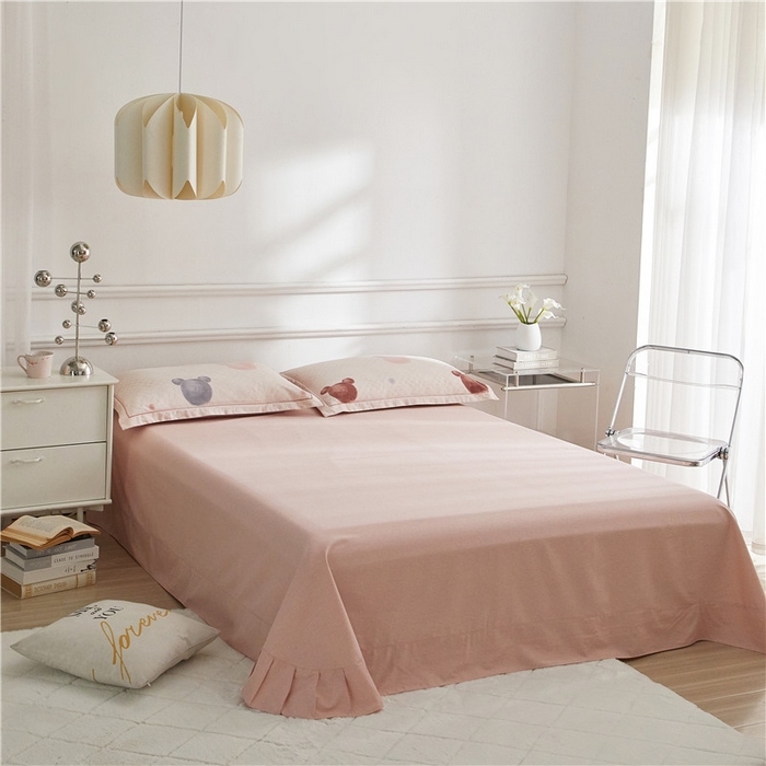 91家纺网 家纺一手货源 找家纺 沐白家居 2025新款全棉生态磨毛四件套妙妙屋-粉