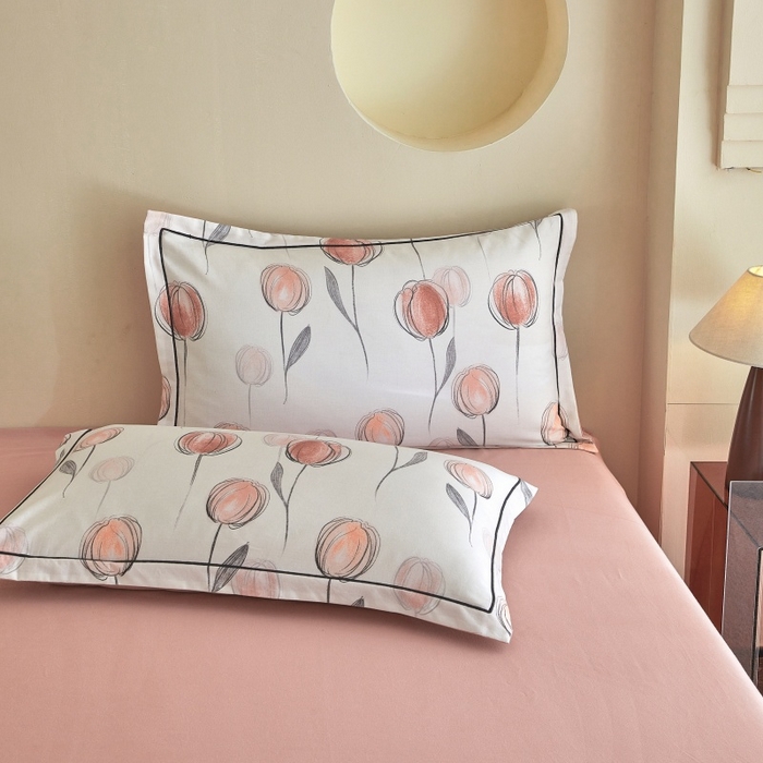 91家纺网 家纺一手货源 找家纺 沐白家居 2025新款全棉生态磨毛四件套遇见你-粉