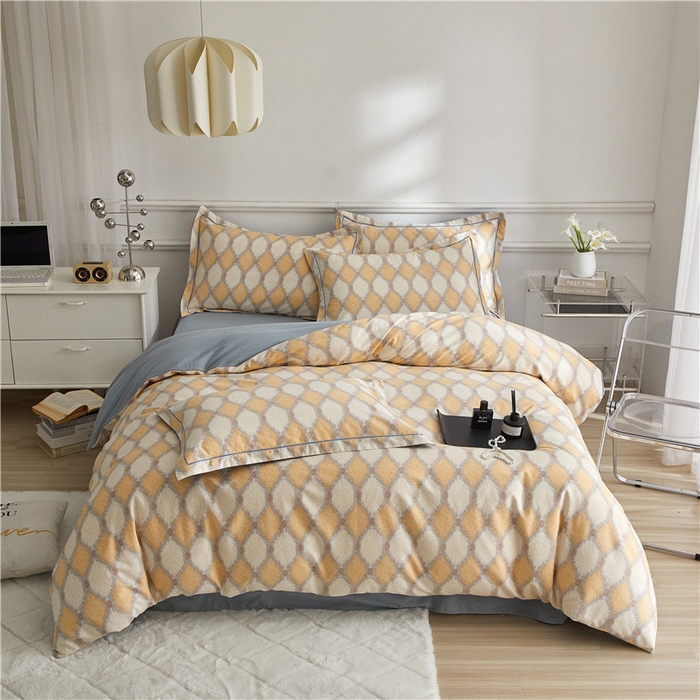 91家纺网 家纺一手货源 找家纺 沐白家居 2025新款全棉生态磨毛四件套追光