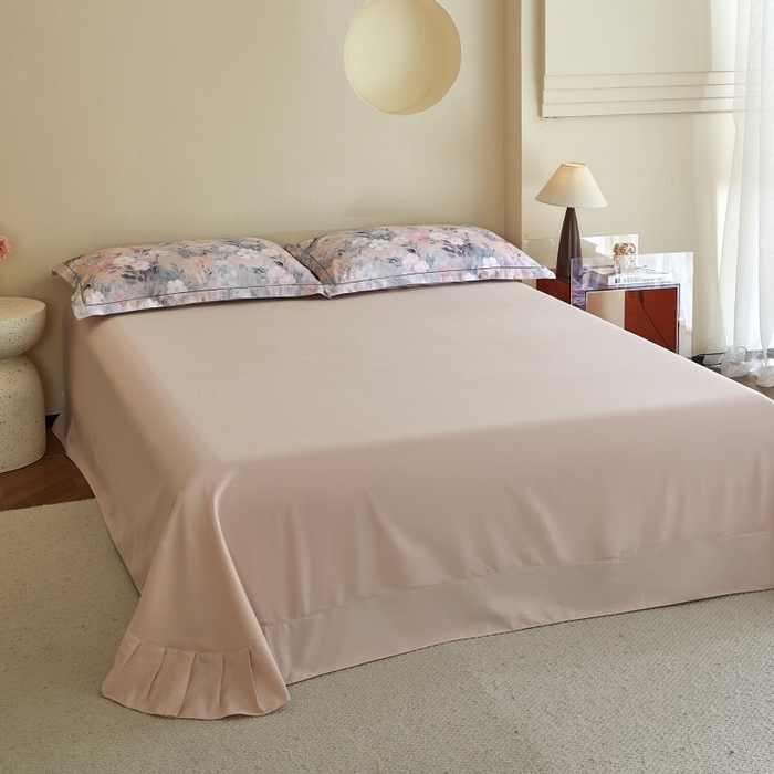 91家纺网 家纺一手货源 找家纺 沐白家居 2025新款全棉生态磨毛四件套朝歌-粉