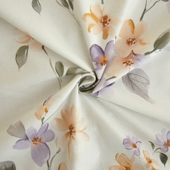 91家纺网 家纺一手货源 找家纺 沐白家居 2025新款全棉生态磨毛四件套花茉里-米白