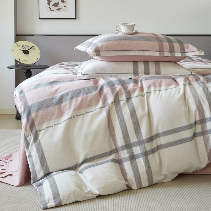 91家纺网 家纺一手货源 找家纺 沐白家居 2025新款全棉生态磨毛四件套寻山-豆沙