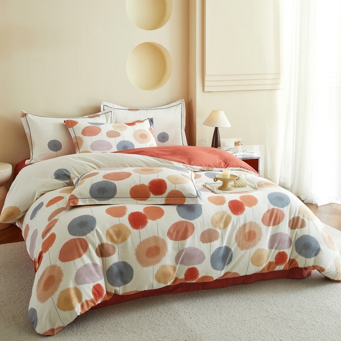 91家纺网 家纺一手货源 找家纺 沐白家居 2025新款全棉生态磨毛四件套蒸蒸日上