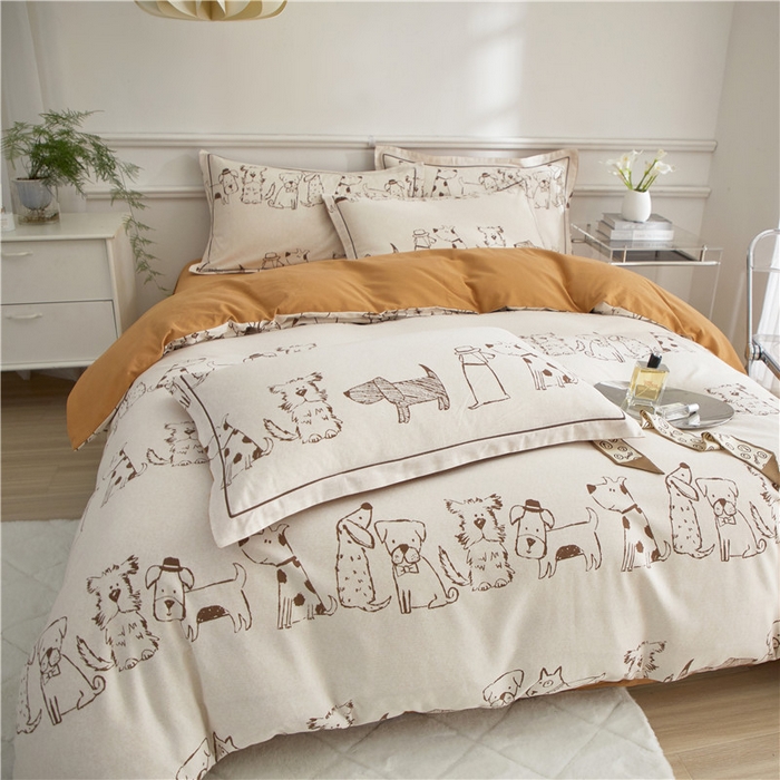 91家纺网 家纺一手货源 找家纺 沐白家居 2025新款全棉生态磨毛四件套旺仔派