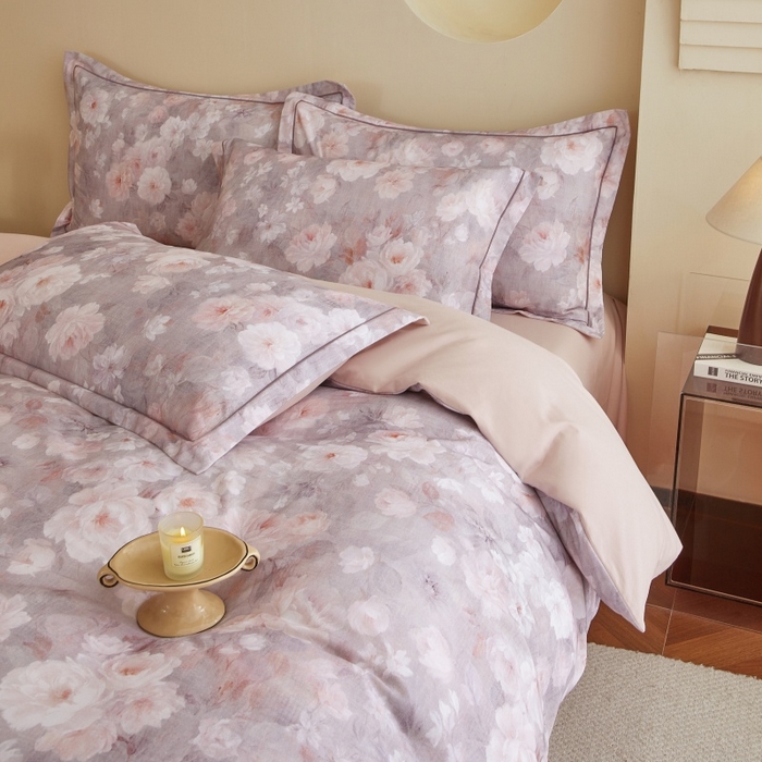 91家纺网 家纺一手货源 找家纺 沐白家居 2025新款全棉生态磨毛四件套花千朵-粉