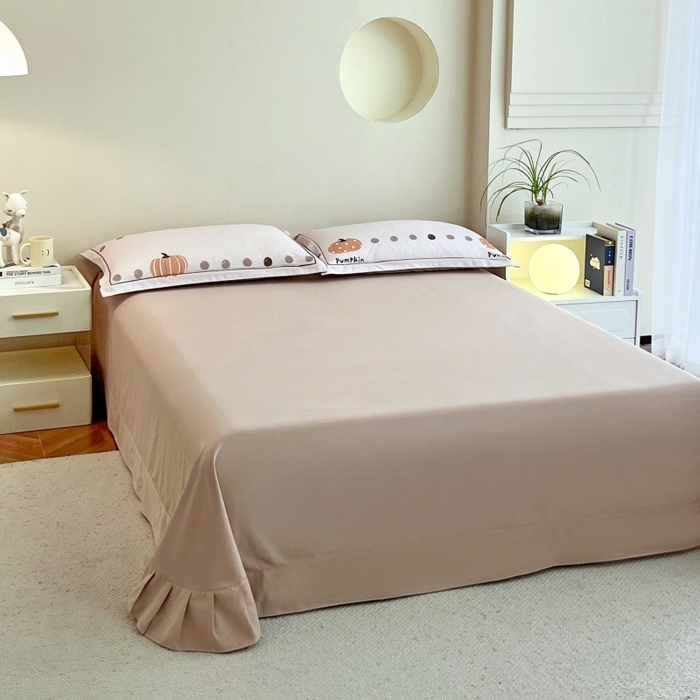 91家纺网 家纺一手货源 找家纺 沐白家居 2025新款全棉生态磨毛四件套南瓜物语