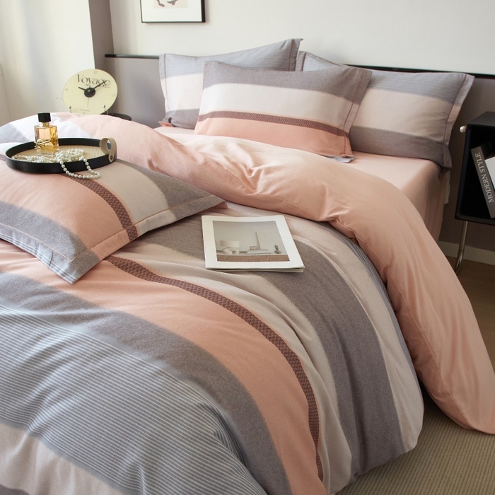 91家纺网 家纺一手货源 找家纺 沐白家居 2025新款全棉生态磨毛四件套云栖-玉