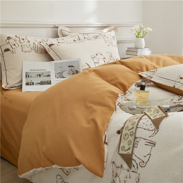 91家纺网 家纺一手货源 找家纺 沐白家居 2025新款全棉生态磨毛四件套旺仔派