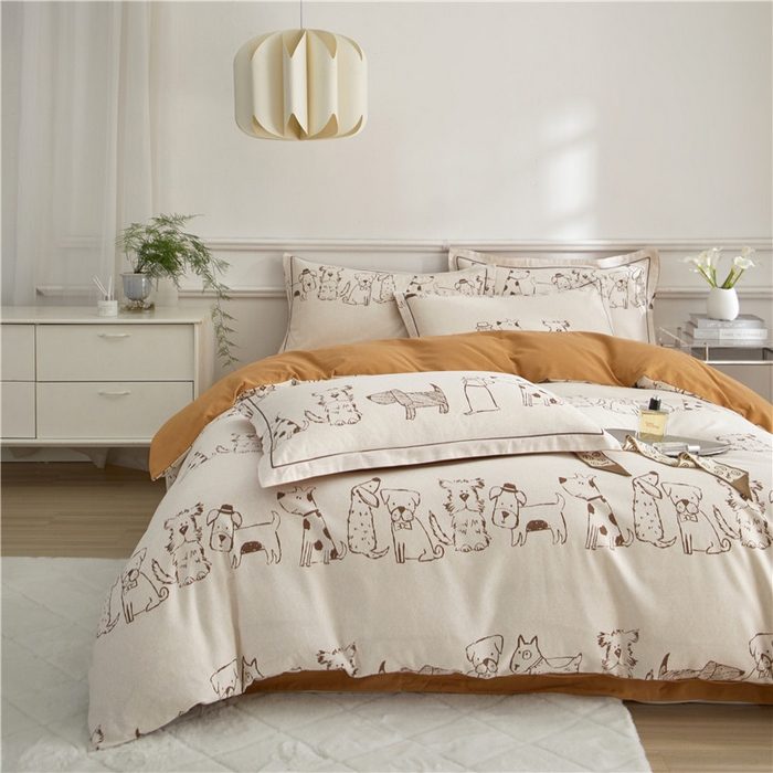 91家纺网 家纺一手货源 找家纺 沐白家居 2025新款全棉生态磨毛四件套旺仔派