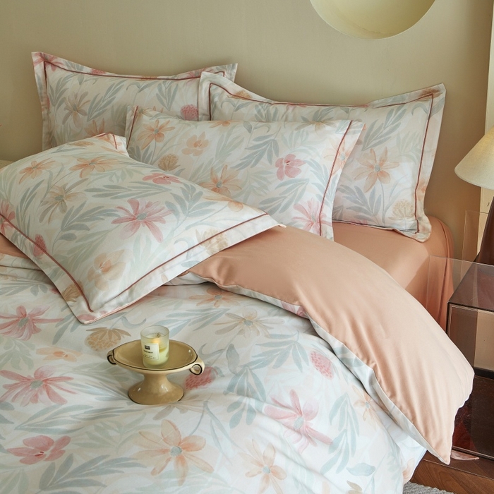 91家纺网 家纺一手货源 找家纺 沐白家居 2025新款全棉生态磨毛四件套花期