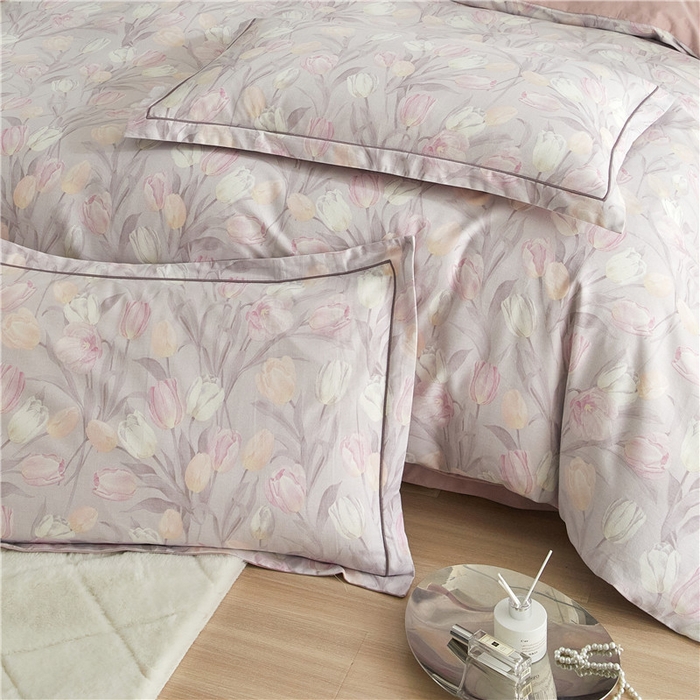 91家纺网 家纺一手货源 找家纺 沐白家居 2025新款全棉生态磨毛四件套盛世颜-灰