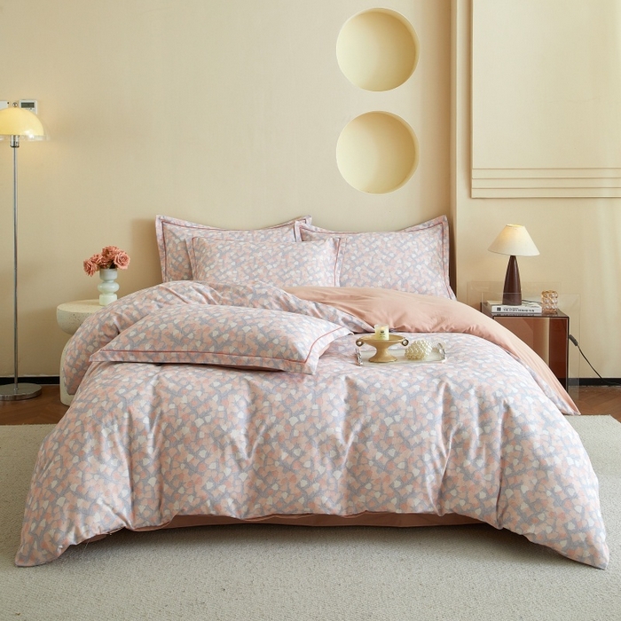 91家纺网 家纺一手货源 找家纺 沐白家居 2025新款全棉生态磨毛四件套花畔