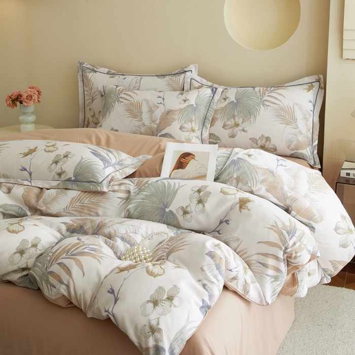 91家纺网 家纺一手货源 找家纺 沐白家居 2025新款全棉生态磨毛四件套庭森