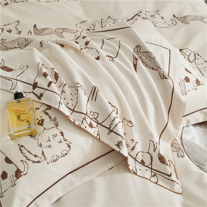 91家纺网 家纺一手货源 找家纺 沐白家居 2025新款全棉生态磨毛四件套旺仔派