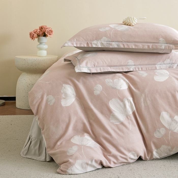 91家纺网 家纺一手货源 找家纺 沐白家居 2025新款全棉生态磨毛四件套如梦-粉