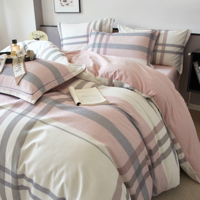 91家纺网 家纺一手货源 找家纺 沐白家居 2025新款全棉生态磨毛四件套寻山-豆沙