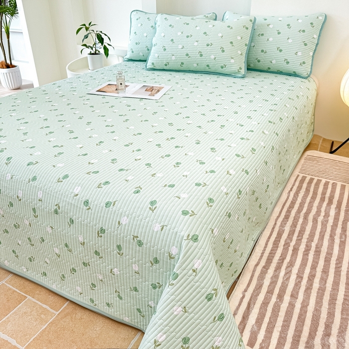 91家纺网 家纺一手货源 找家纺 橘夏家纺 2025新款全棉床盖三件套 初享时光