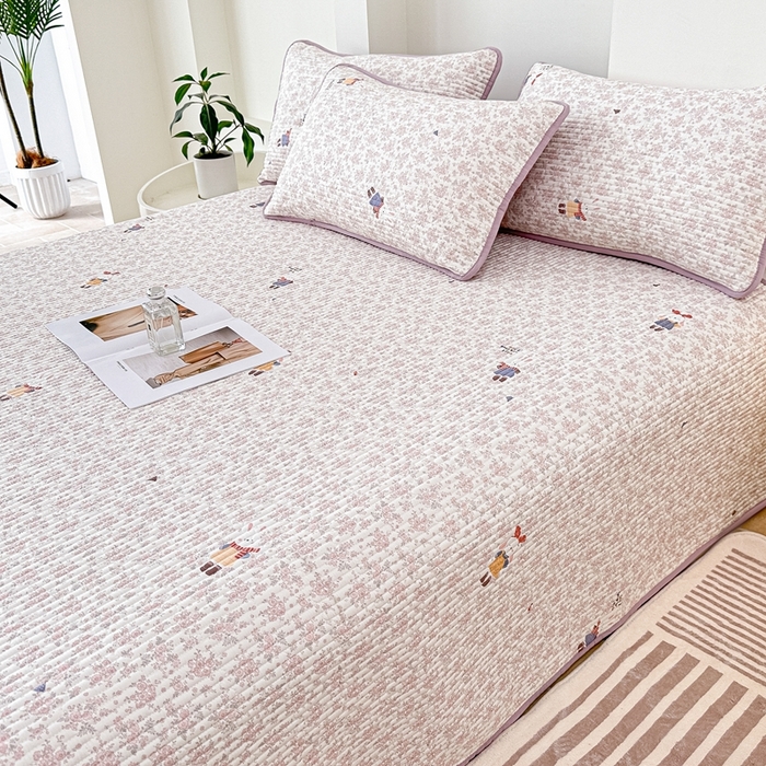 91家纺网 家纺一手货源 找家纺 橘夏家纺 2025新款全棉床盖三件套 妮可兔