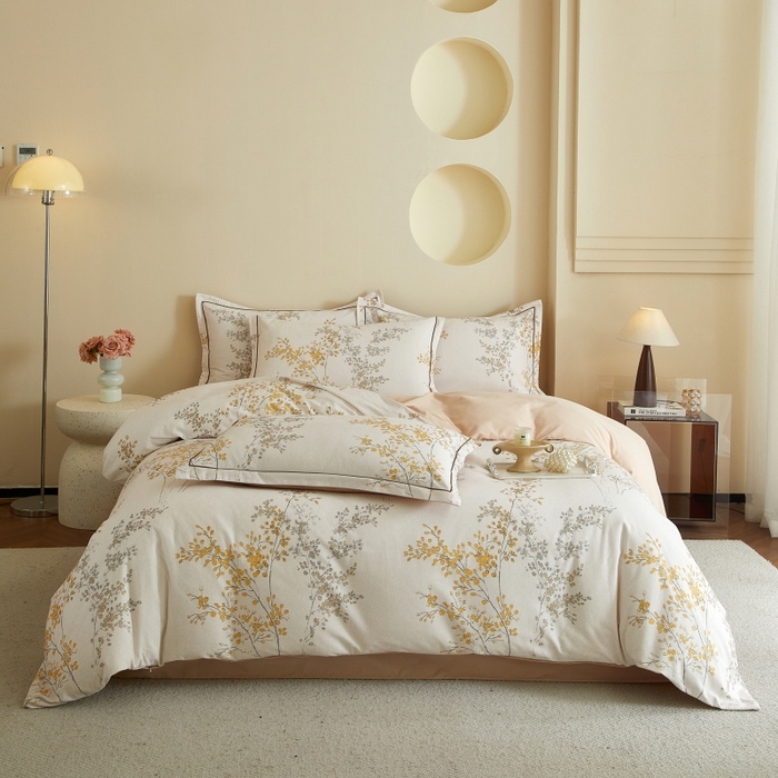 91家纺网 家纺一手货源 找家纺 沐白家居 2025新款全棉生态磨毛四件套境禾-玉