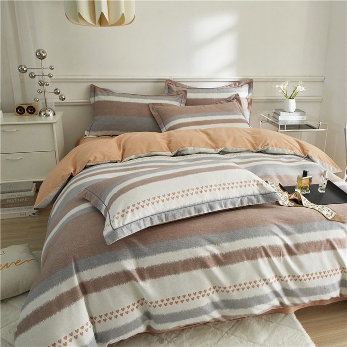 91家纺网 家纺一手货源 找家纺 沐白家居 2025新款全棉生态磨毛四件套芮心-咖