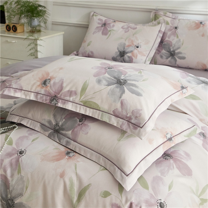 91家纺网 家纺一手货源 找家纺 沐白家居 2025新款全棉生态磨毛四件套叶颜