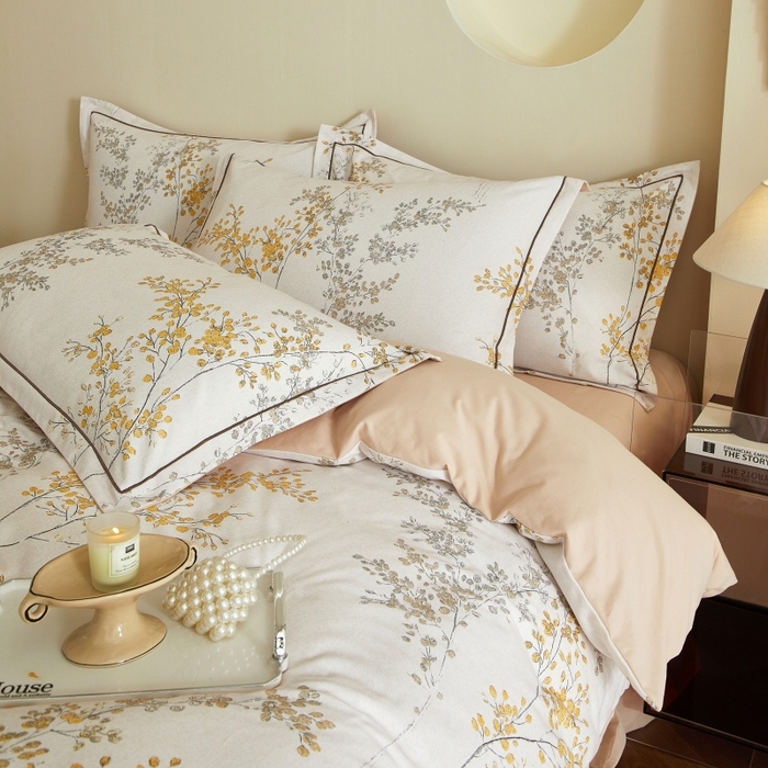 91家纺网 家纺一手货源 找家纺 沐白家居 2025新款全棉生态磨毛四件套境禾-玉