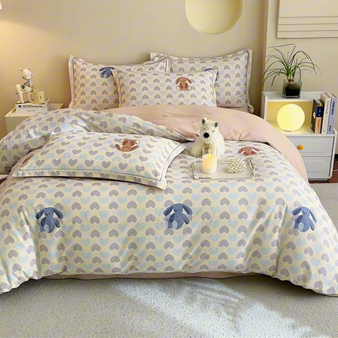 91家纺网 家纺一手货源 找家纺 沐白家居 2025新款全棉生态磨毛四件套悠闲午后