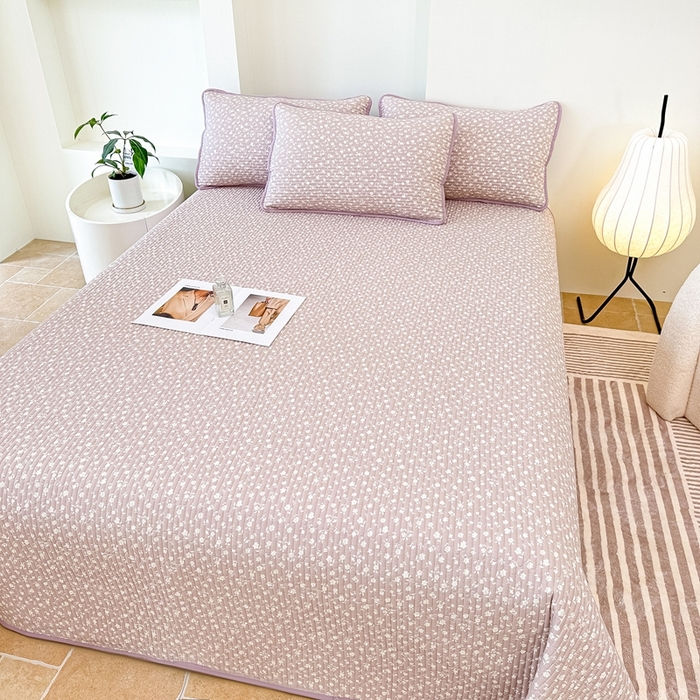 91家纺网 家纺一手货源 找家纺 橘夏家纺 2025新款全棉床盖三件套 野樱苏打～紫