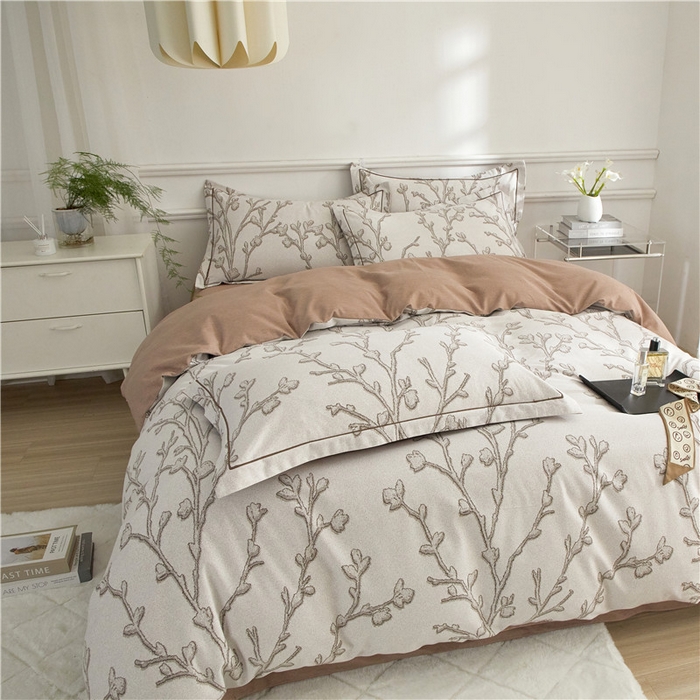 91家纺网 家纺一手货源 找家纺 沐白家居 2025新款全棉生态磨毛四件套美沐-咖